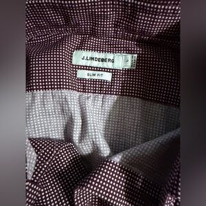 J.Lindeberg Men's slim fit polka dot cotton button down/up size Large